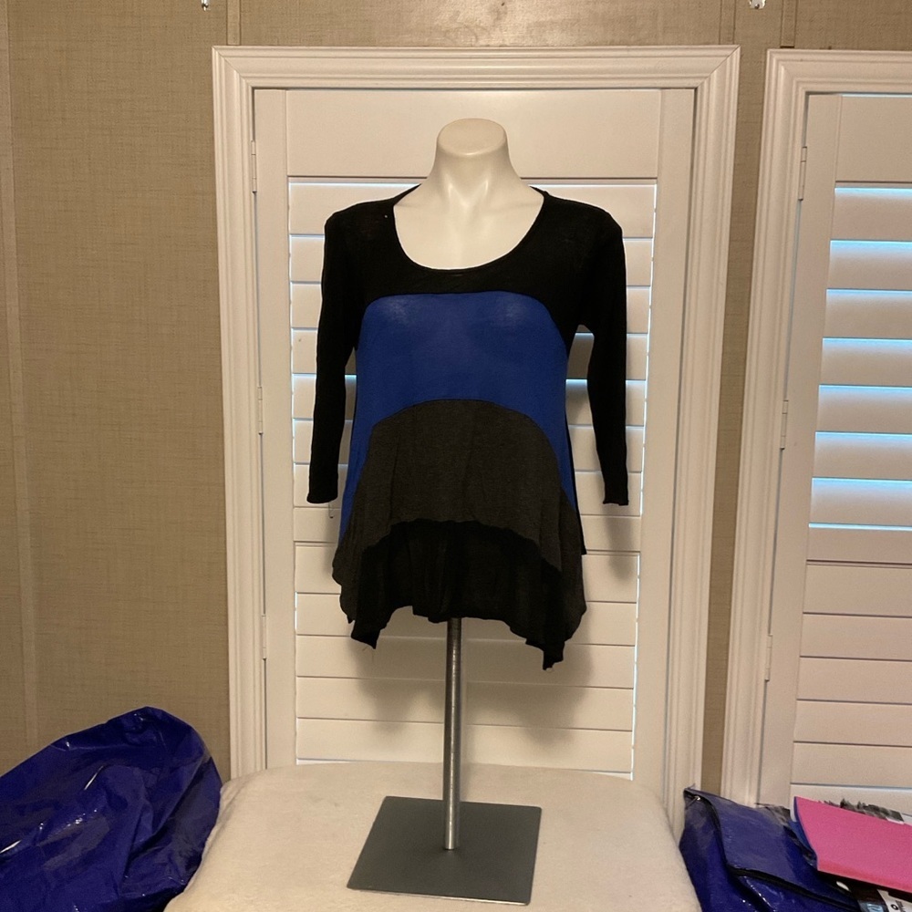 Monteau Black and Blue Long Sleeve Top